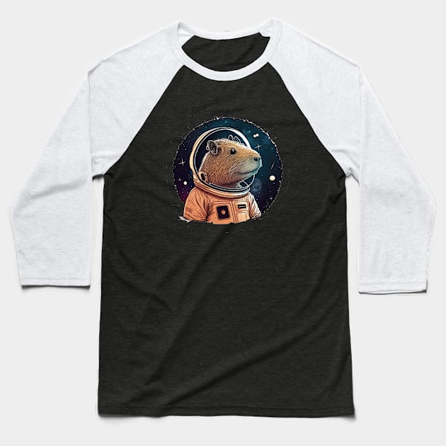 Capybara astronaut Baseball T-Shirt by JayD World